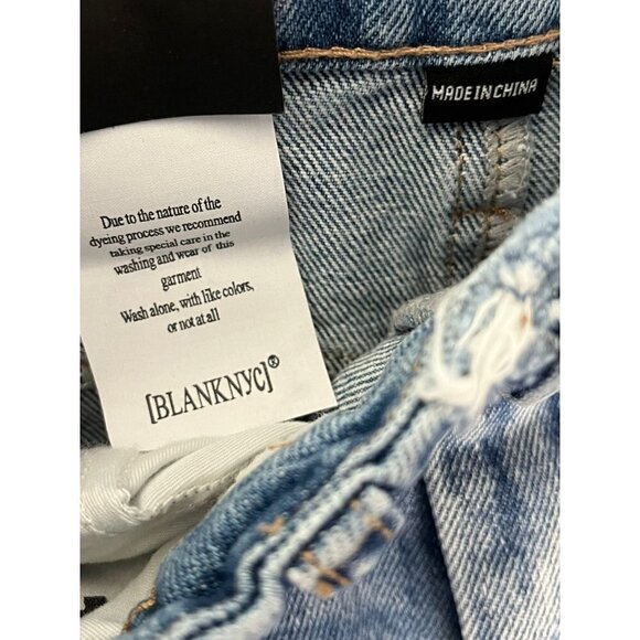 Blank NYC Shorts Women's Sz 26‎ Denim Distressed Raw Hem High Waisted Blue - Picture 5 of 11